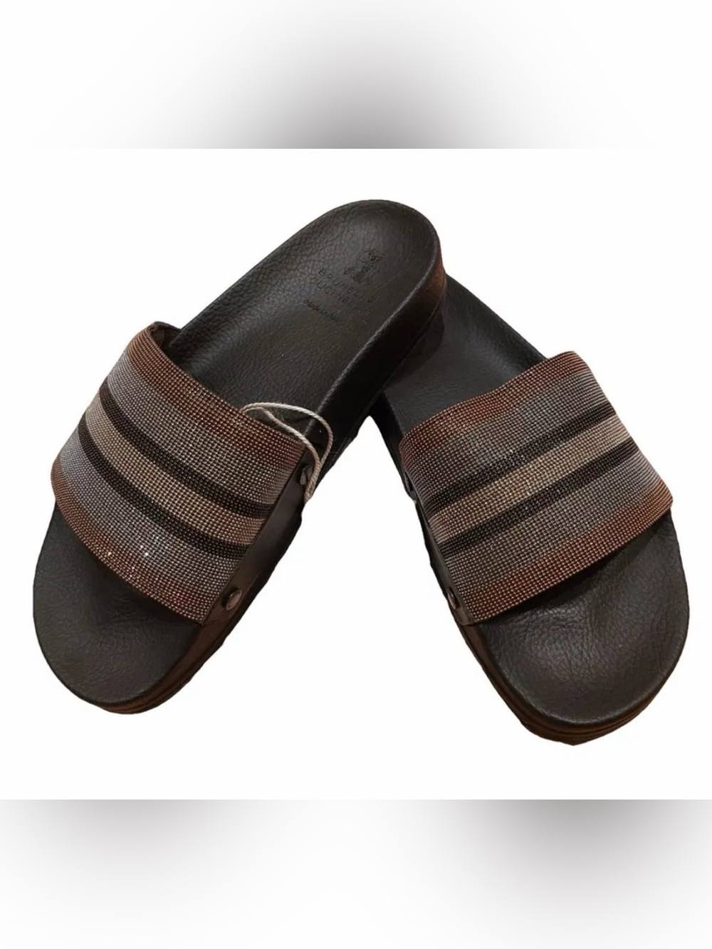 Brunello Cucinelli Monili Rubber Sole Sandals Ft. Leather Band Sz 39